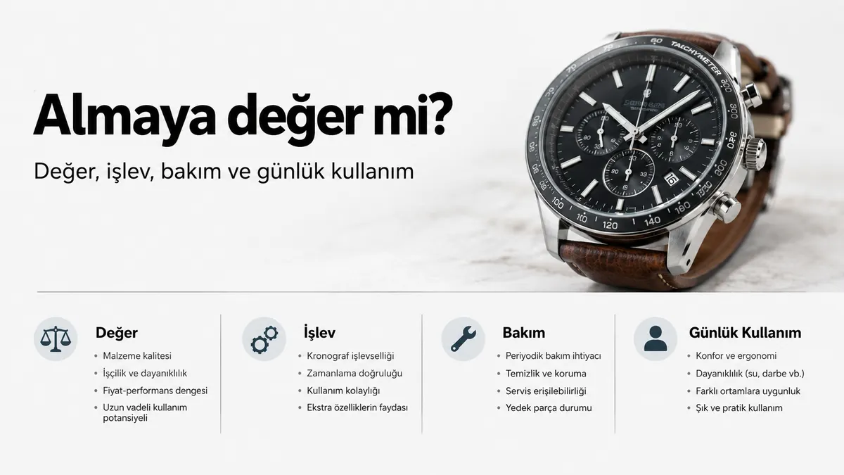 İşlev, bakım, günlük kullanım ve değer açısından değerlendirilen erkek kronograf saat