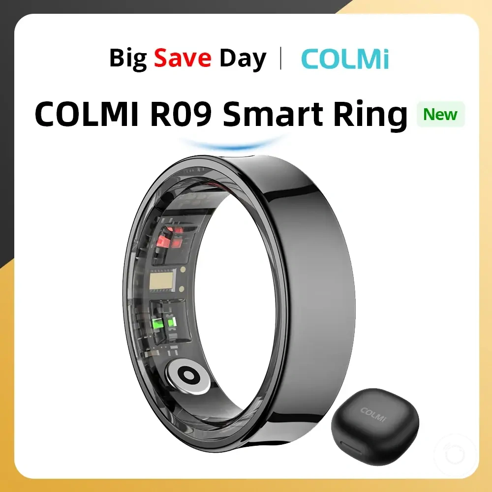 R09 smart ring with charging case for body temperature, health, and sleep monitoring