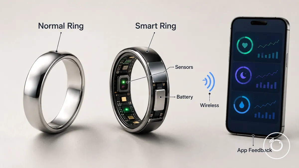 Normal ring and fitness smart ring compared by sensors and app feedback