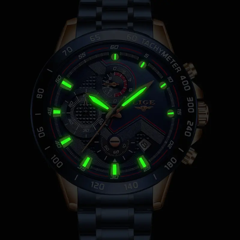 montre electronique avec éclairage vert en noir