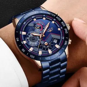 montre homme sport couleur bleu jaune