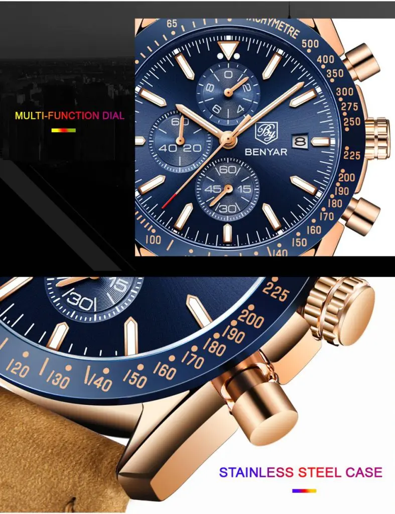 montres homme de luxe multi fonctions stainless steel case