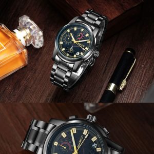 Montre BOAMIGO BM01 – Bracelet en Acier Inoxydable Noir Homme