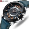 Curren montre bracelet en cuir pour hommes marque de luxe Quartz tanche Sport