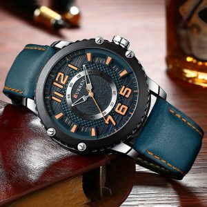 Curren montre bracelet en cuir pour hommes marque de luxe Quartz tanche Sport 2