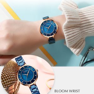 Montre CURREN CR11 – Montre-Bracelet Bleu pour Femmes et Filles – Style Luxueux