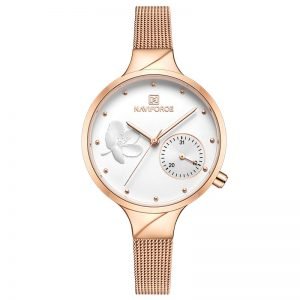 NAVIFORCE montre Quartz en acier inoxydable pour femme marque de luxe tendance maille tanche 5