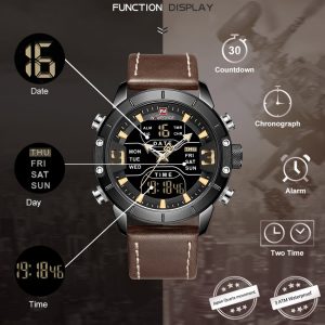 NAVIFORCE montre bracelet en cuir pour homme marque de luxe tanche Quartz style militaire Sport 3