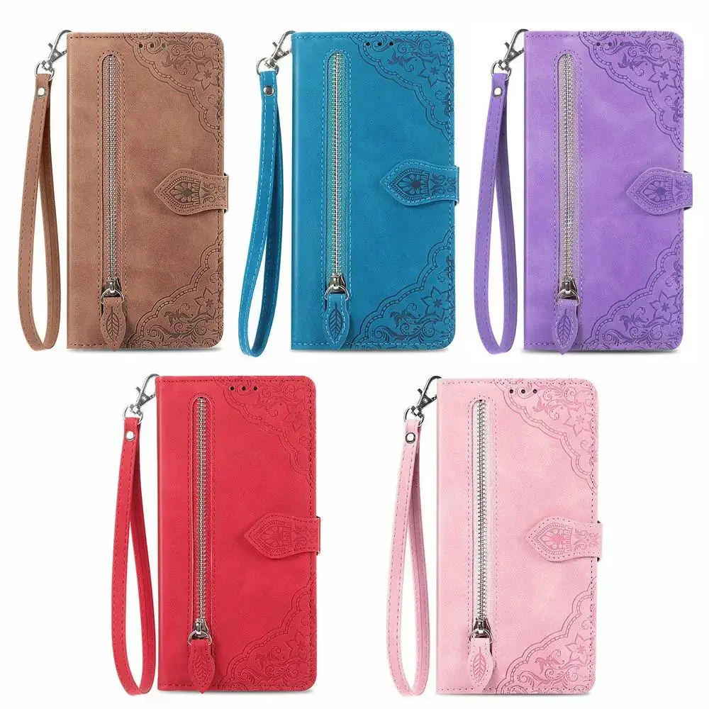 Miagon pour iPhone 13 Pro Fermeture éclair Portefeuille Coque,Étui