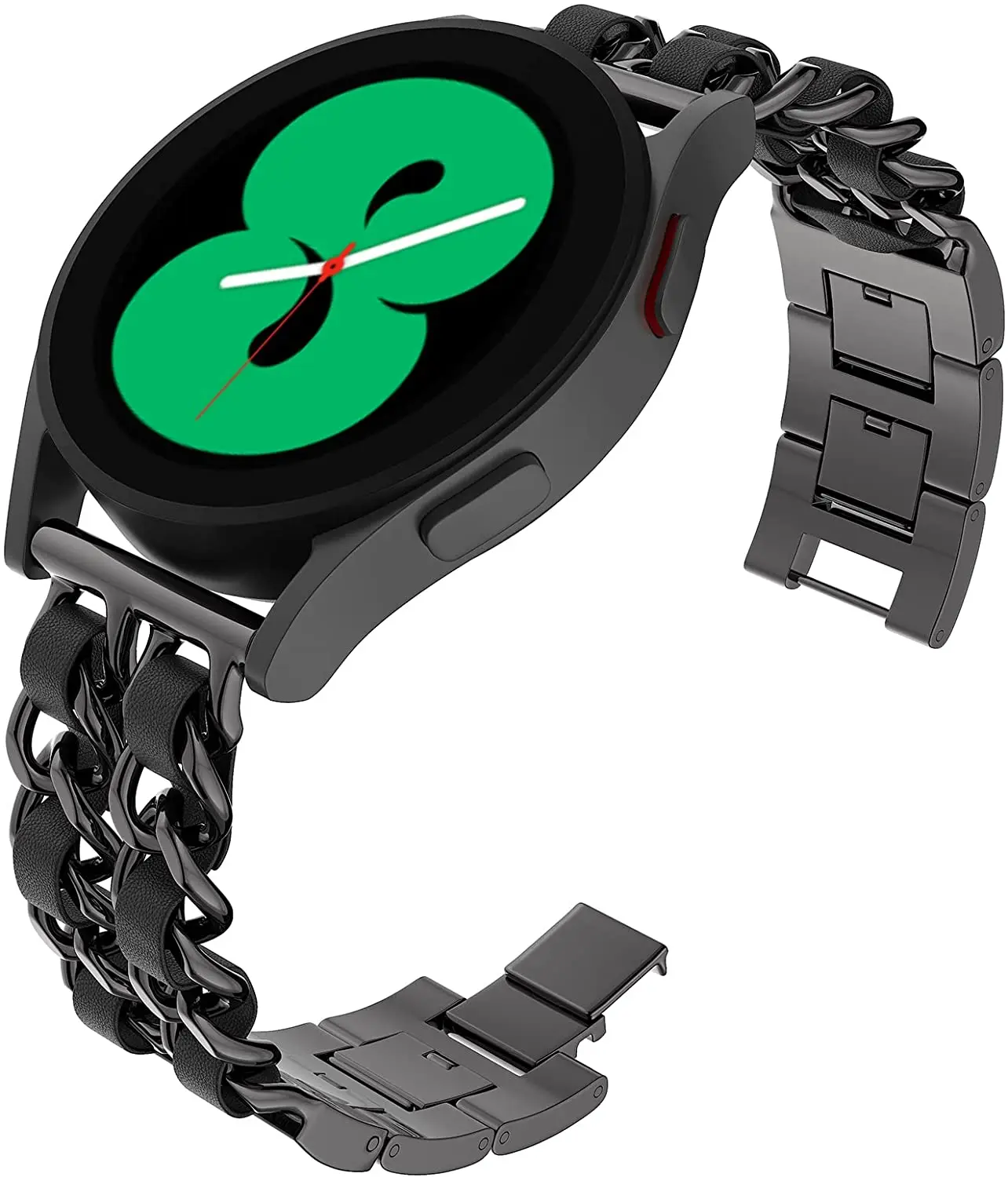 Bracelet à maillons en cuir et métal pour Samsung Galaxy Watch