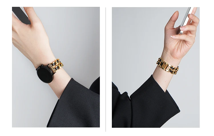 Bracelet à maillons en cuir et métal pour Samsung Galaxy Watch