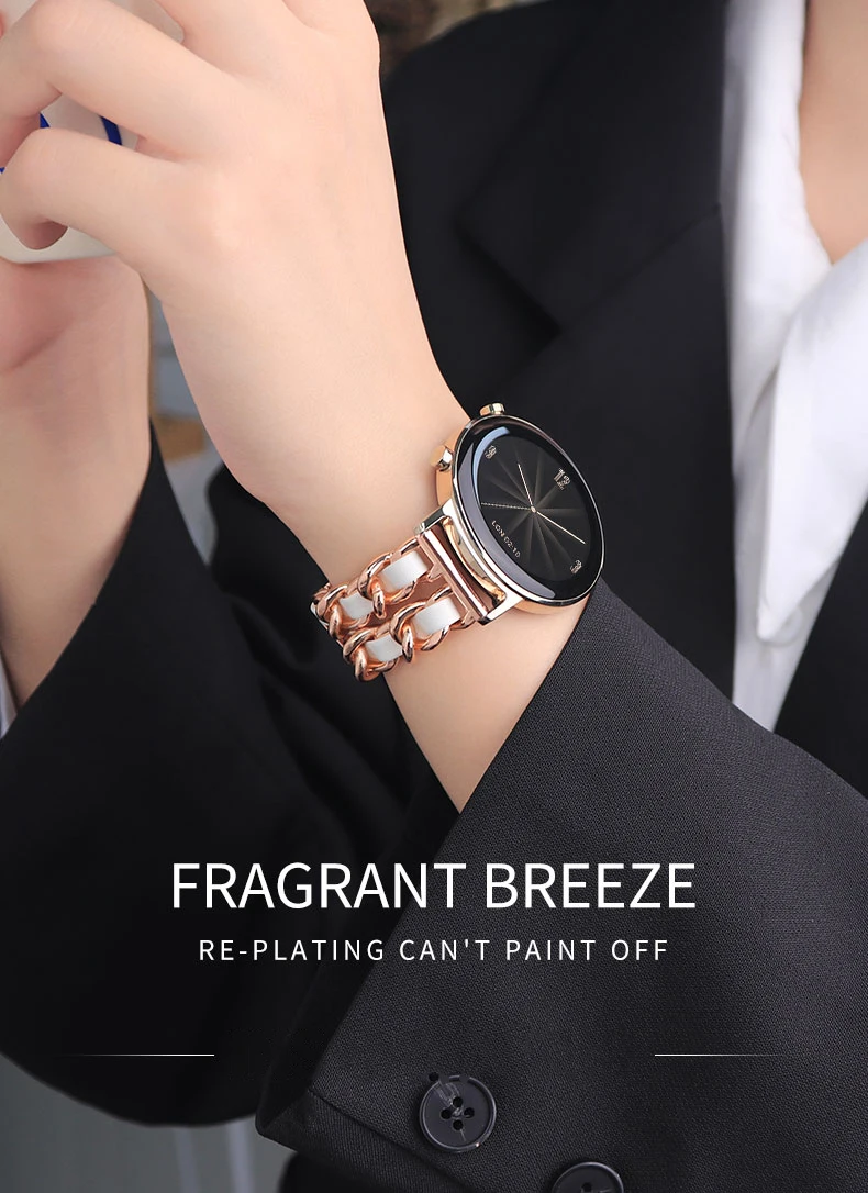 Bracelet à maillons en cuir et métal pour Samsung Galaxy Watch