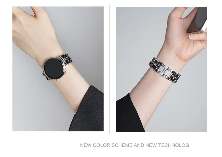 Bracelet à maillons en cuir et métal pour Samsung Galaxy Watch