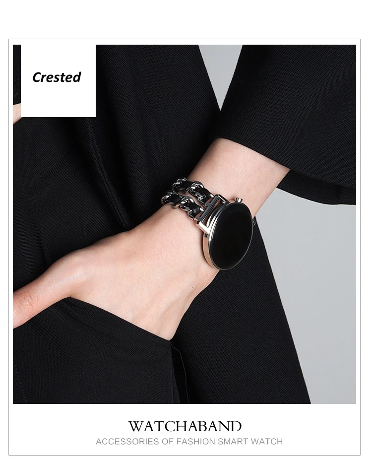 Bracelet à maillons en cuir et métal pour Samsung Galaxy Watch