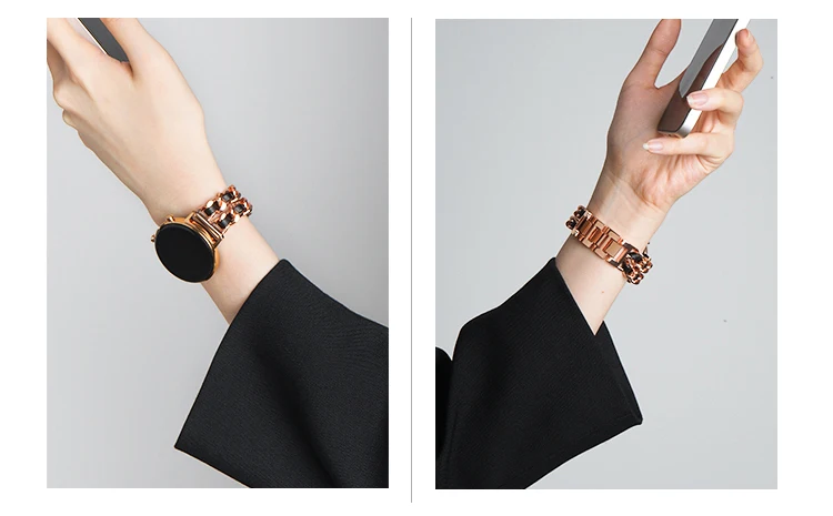 Bracelet à maillons en cuir et métal pour Samsung Galaxy Watch