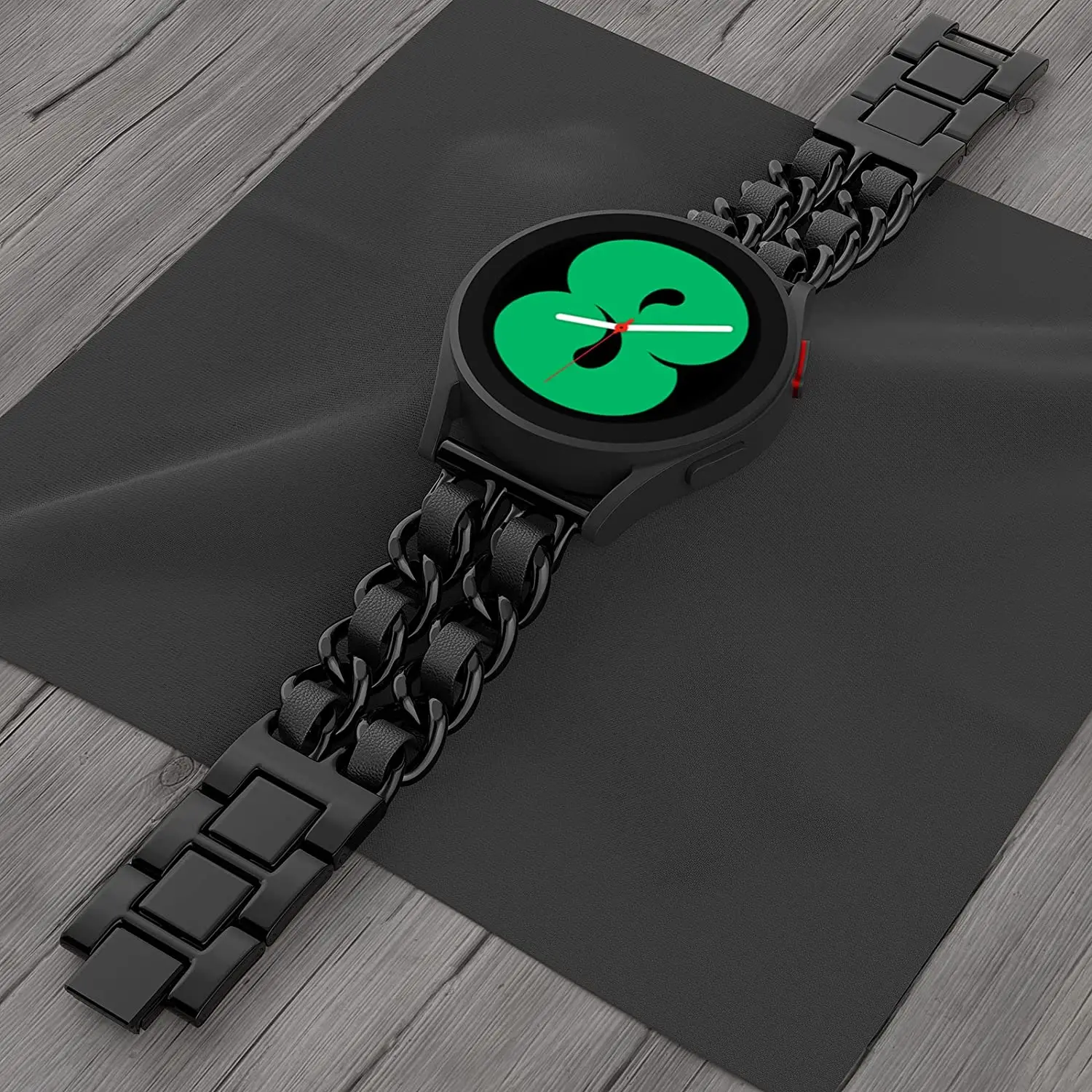 Bracelet à maillons en cuir et métal pour Samsung Galaxy Watch