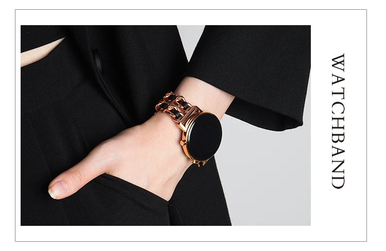 Bracelet à maillons en cuir et métal pour Samsung Galaxy Watch