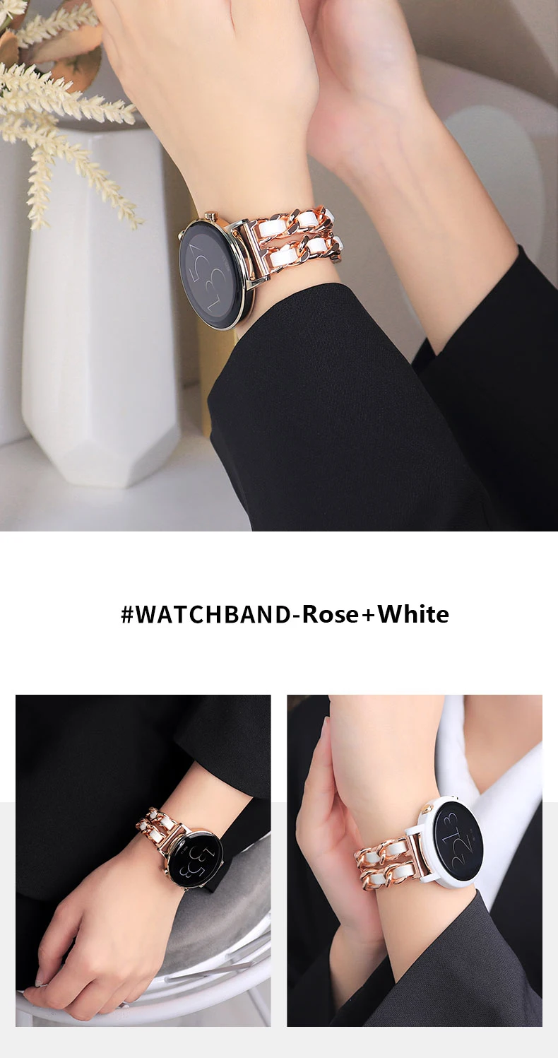 Bracelet à maillons en cuir et métal pour Samsung Galaxy Watch