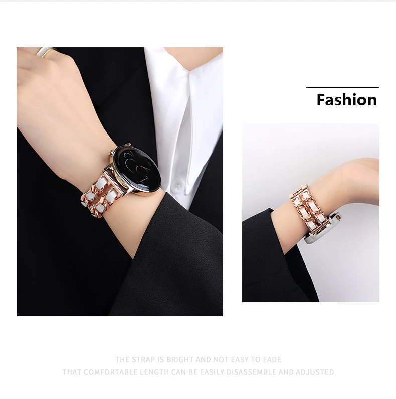 Bracelet à maillons en cuir et métal pour Samsung Galaxy Watch