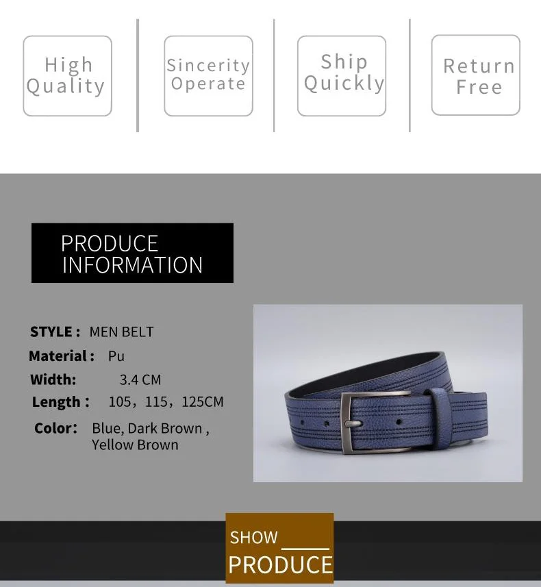 Ceinture bleue en cuir PU