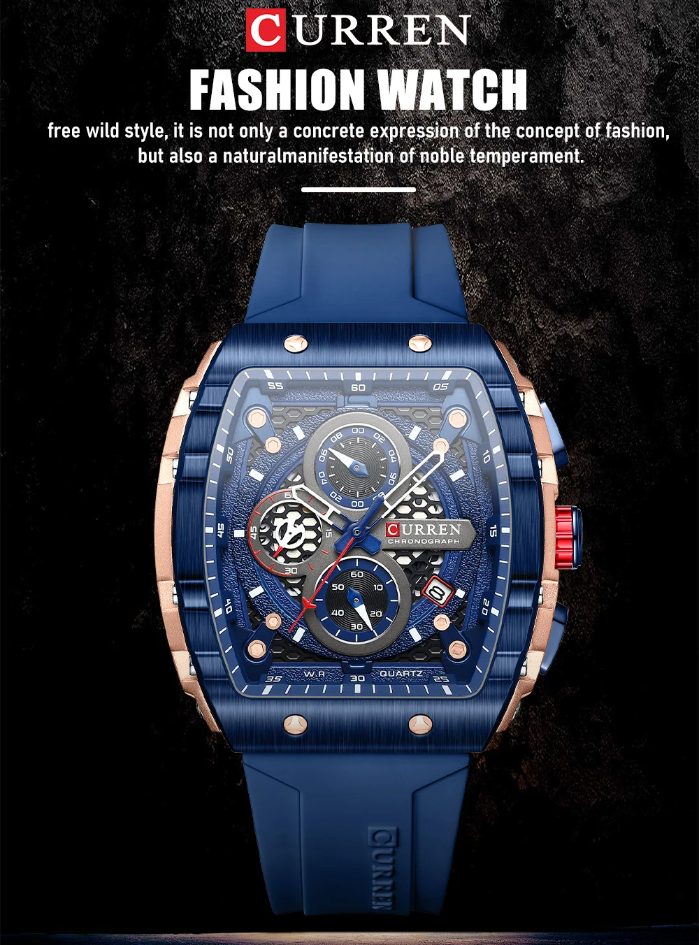Montre-bracelet carrée à quartz pour homme Istro REN