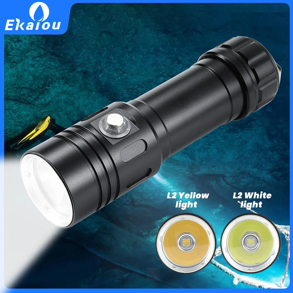Lampe Torche Plongée 8000 Lumens - Étanche 100m, LED T6, Pour Plongée, Camping, Randonnée