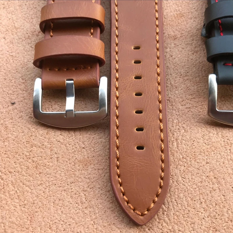 Bracelet de montre en cuir véritable pour hommes et femmes