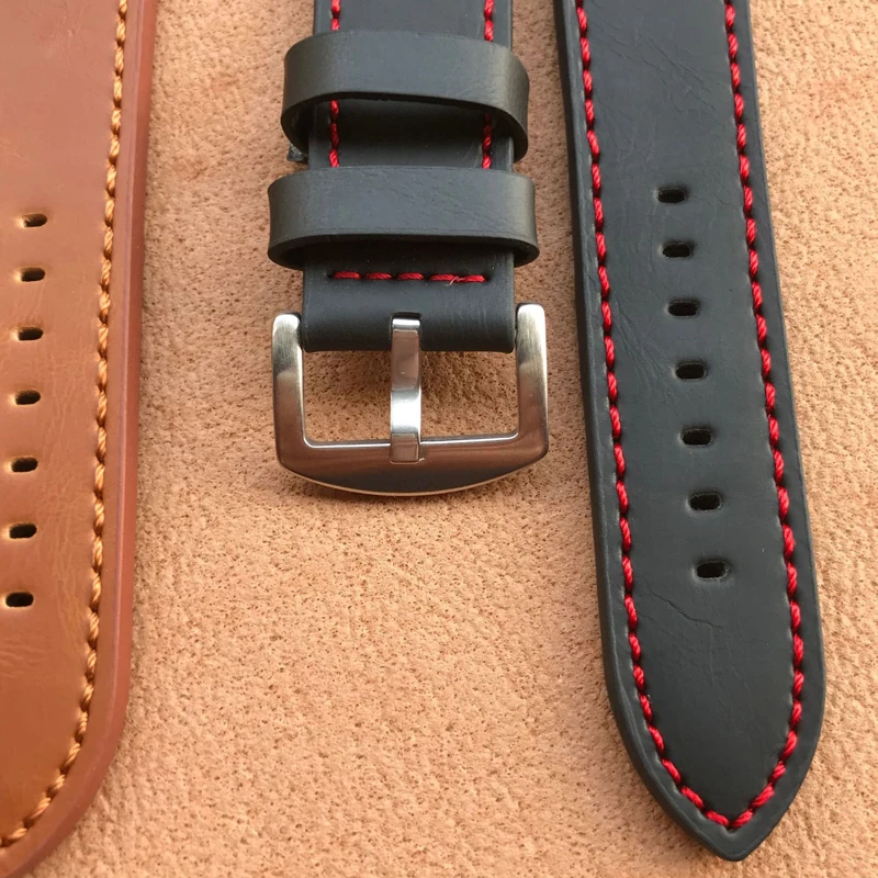 Bracelet de montre en cuir véritable pour hommes et femmes