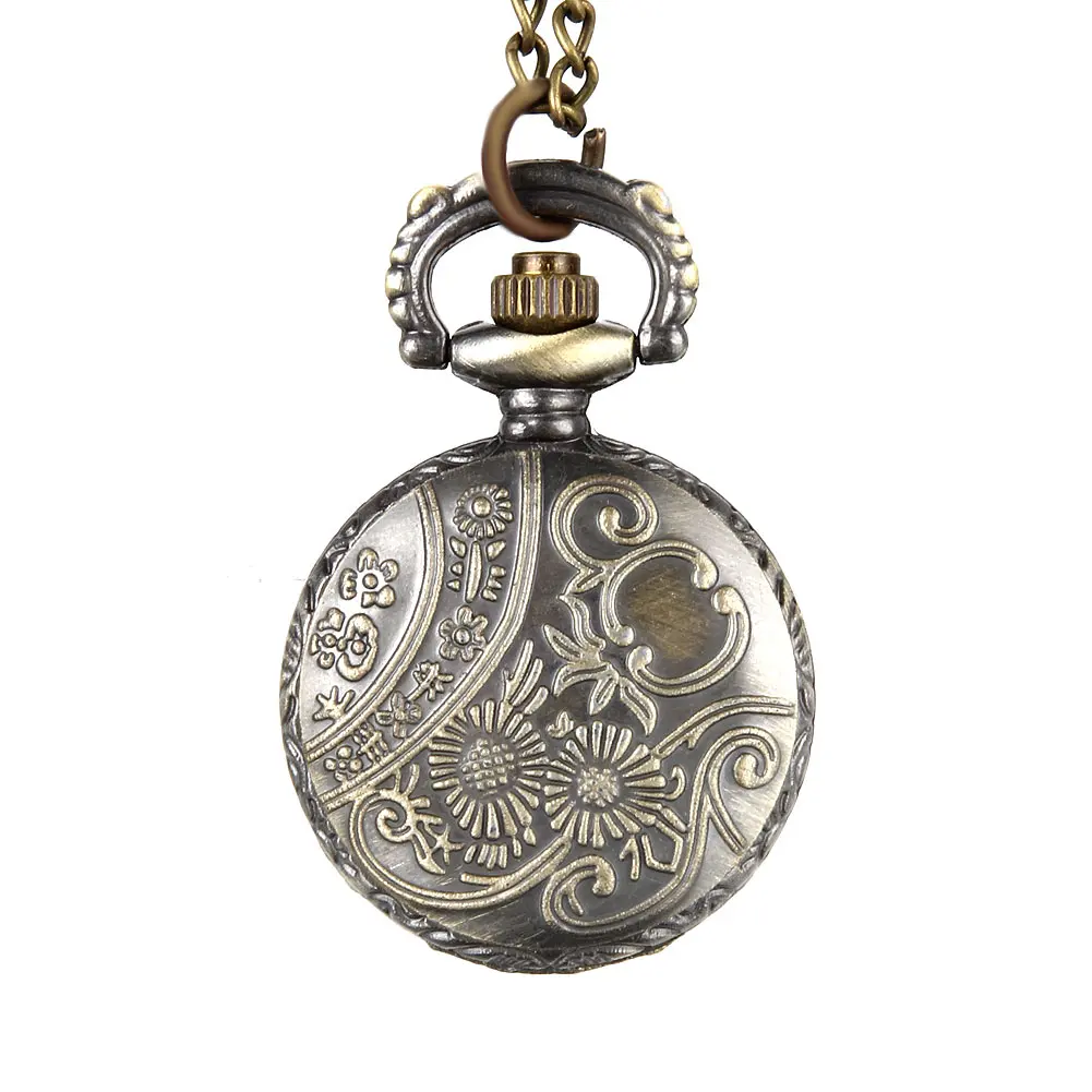 Montre de poche à quartz sculptée en alliage creux pour hommes et femmes