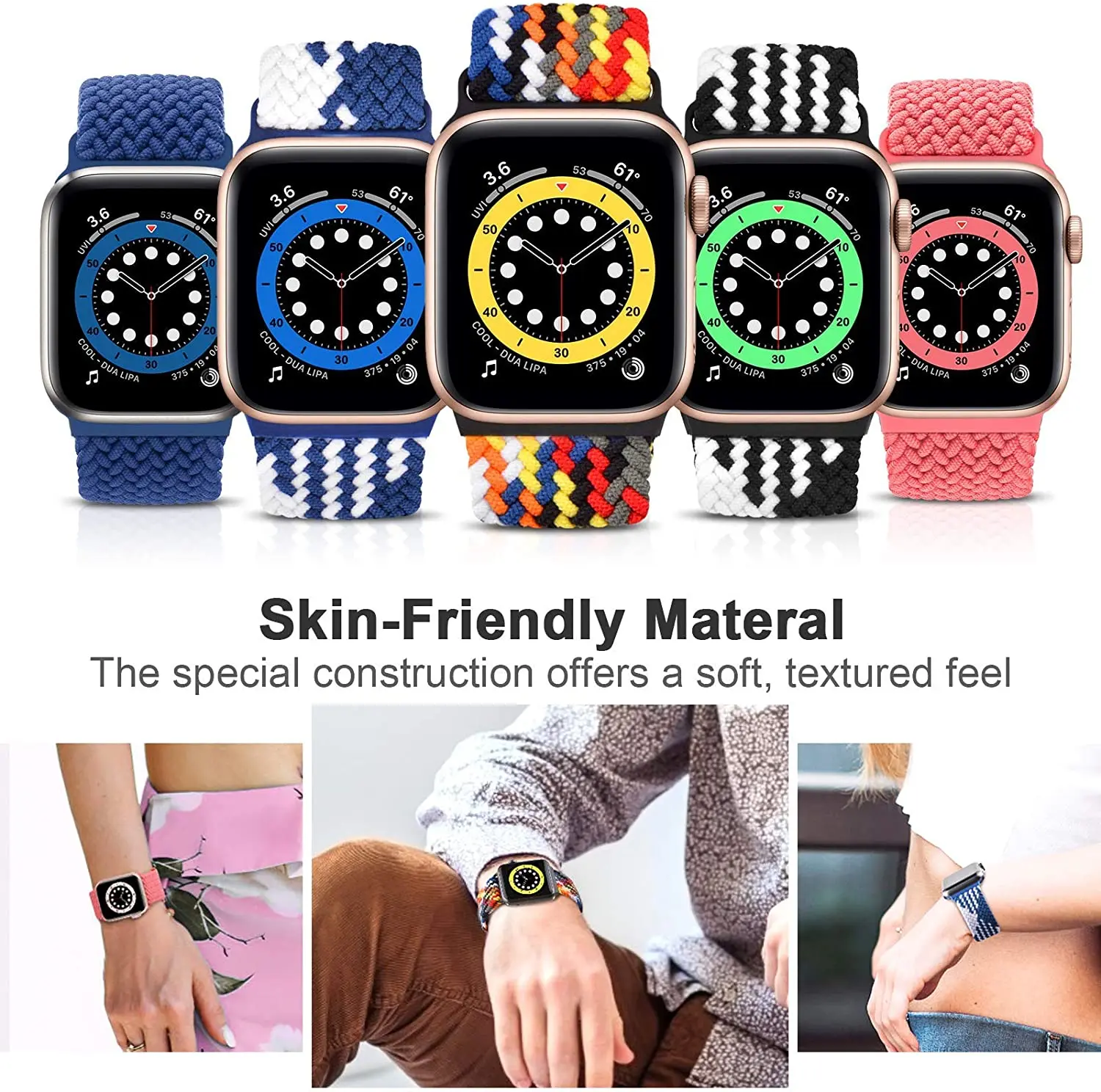 Bracelet tressé en nylon élastique pour Apple Watch