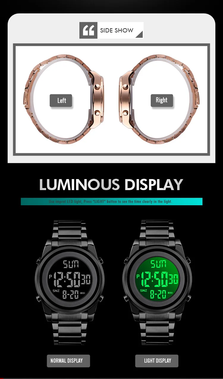 SKMEI montre numérique 2 temps pour hommes