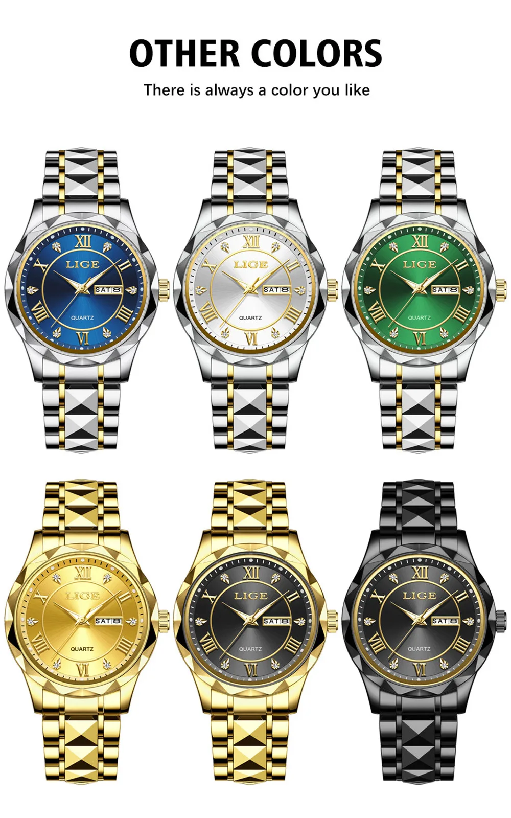 LIGE Montre habillée de luxe pour femme