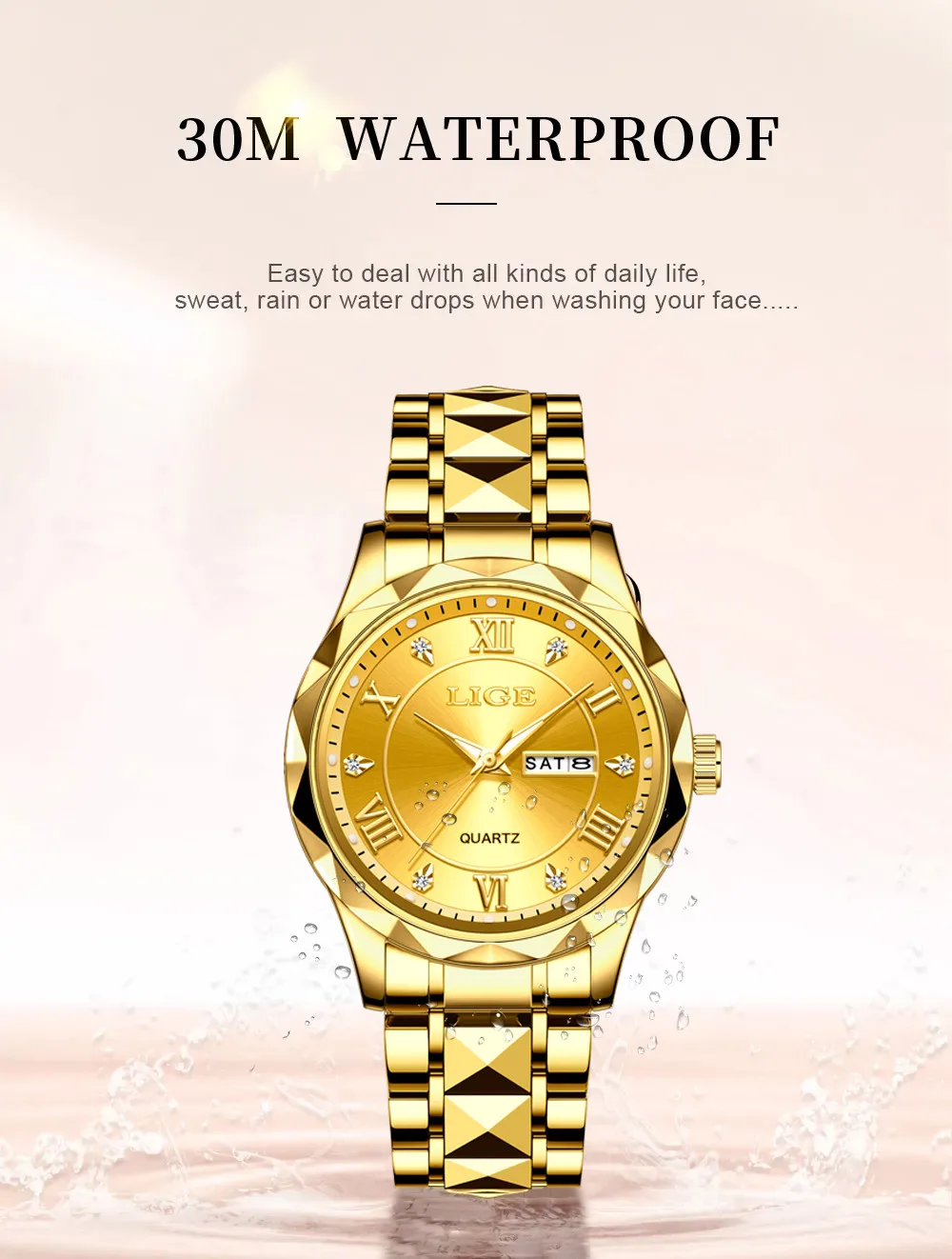 LIGE Montre habillée de luxe pour femme
