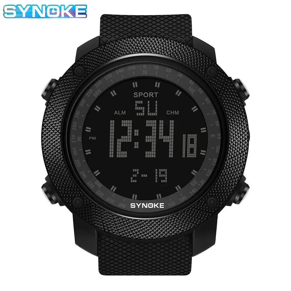 Montre Numérique Homme Unisexe - Étanche 50m - Bracelet PU - Fonctions Chrono, Alarme, Rétro-éclairage LED