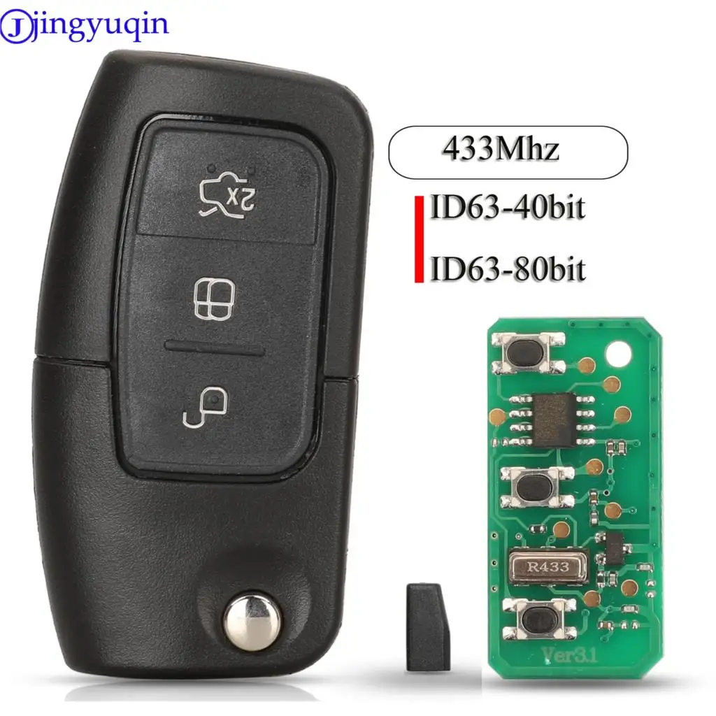 Clé Télécommande De Rechange Pour Ford Transit - Fréquence 433 MHz, Puce 4D63, Lame HU101 - À Programmer