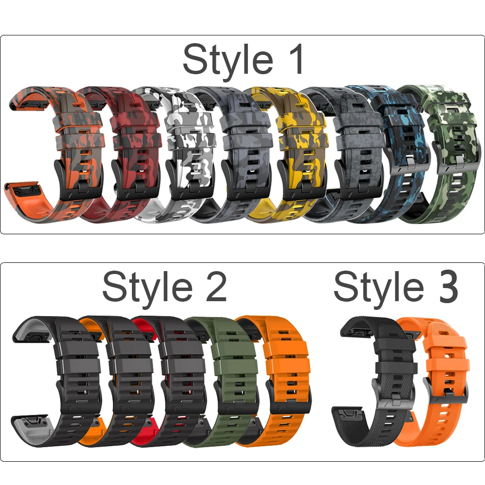 Bracelet en silicone QuickFit 22 26mm pour Garmin Fenix 7X 7 Solar 6X 6 Pro 5 5X Plus MARQ EPIX Gen 2 Mk2i Mk2 Bracelet de montre intelligent