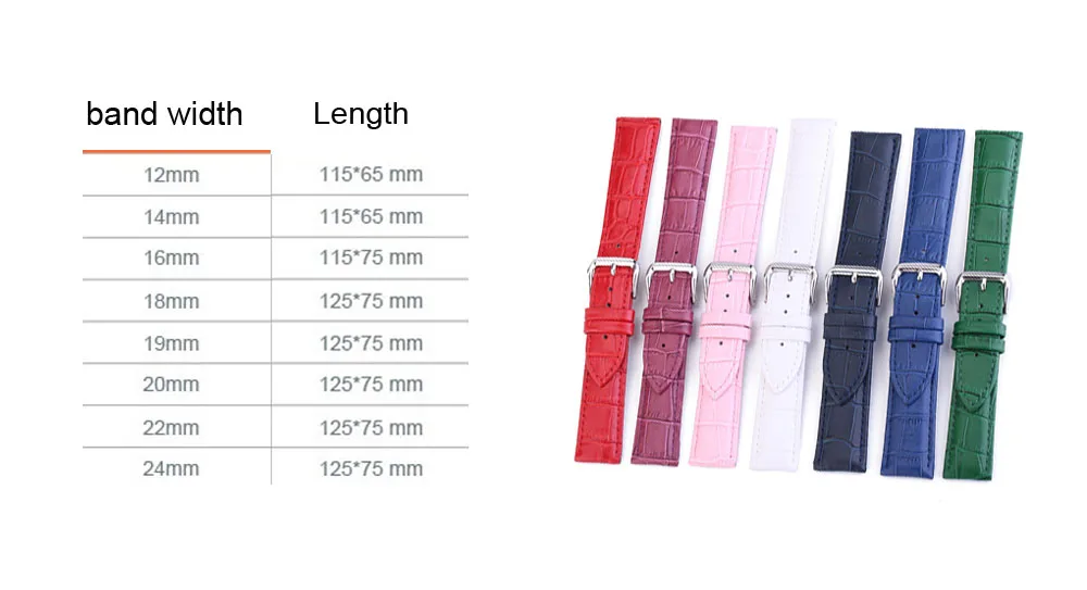 Bracelet de montre en cuir véritable motif crocodile