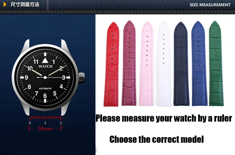 Bracelet de montre en cuir véritable motif crocodile