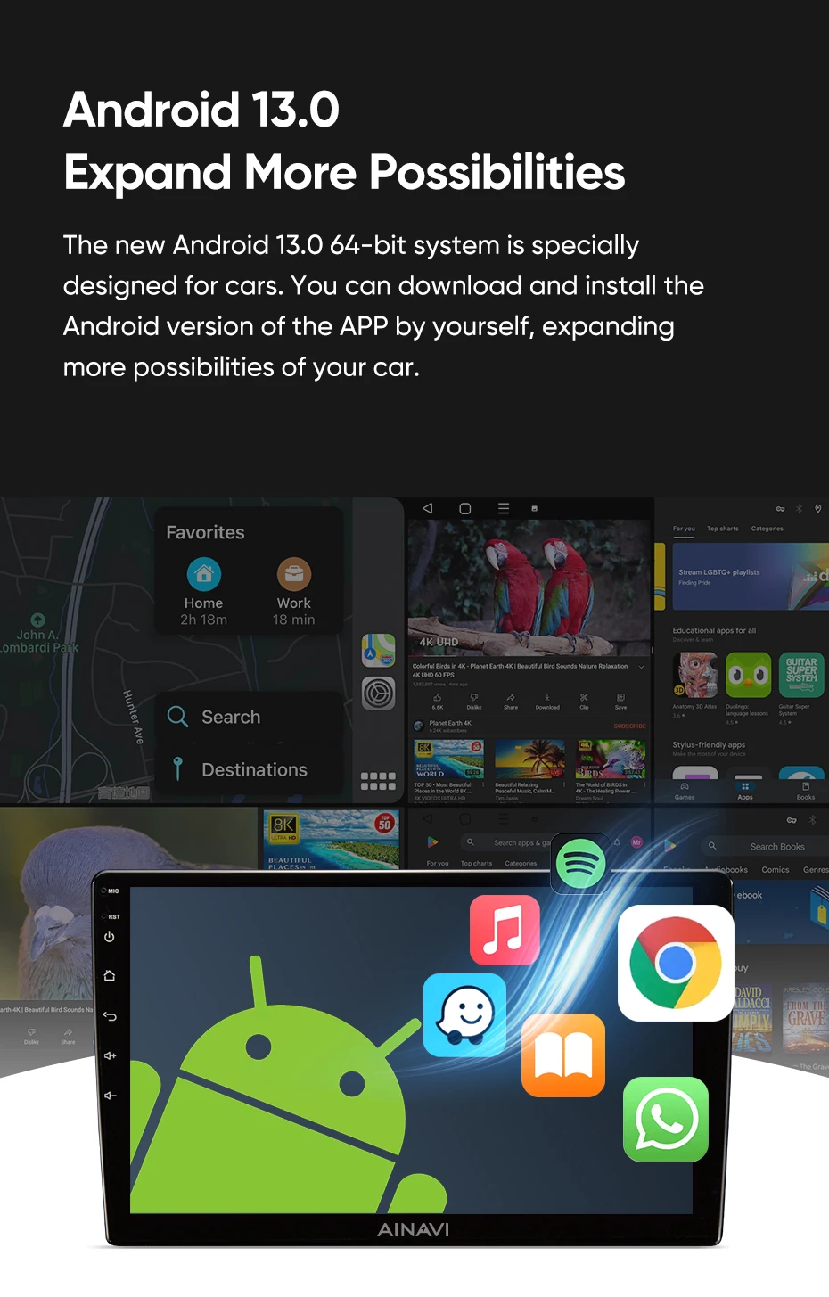 Ainavi - Autoradio Android 10 QLED avec Navigation existante Stéréo DSP BT