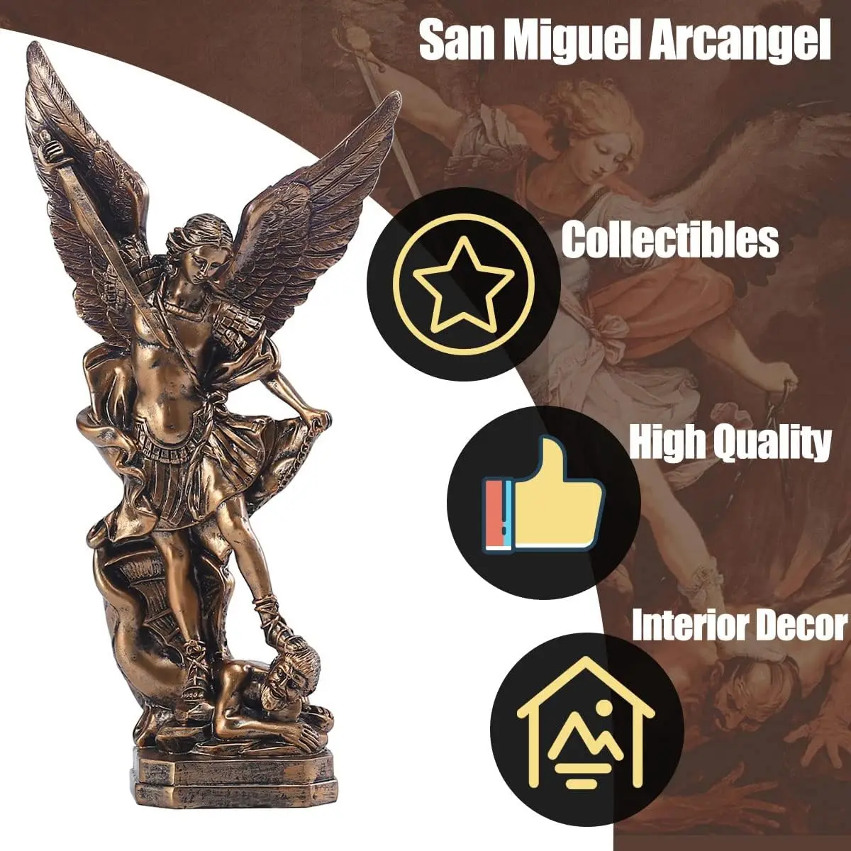 Statue San Miguel Arcangel - Matériau résine bronzée