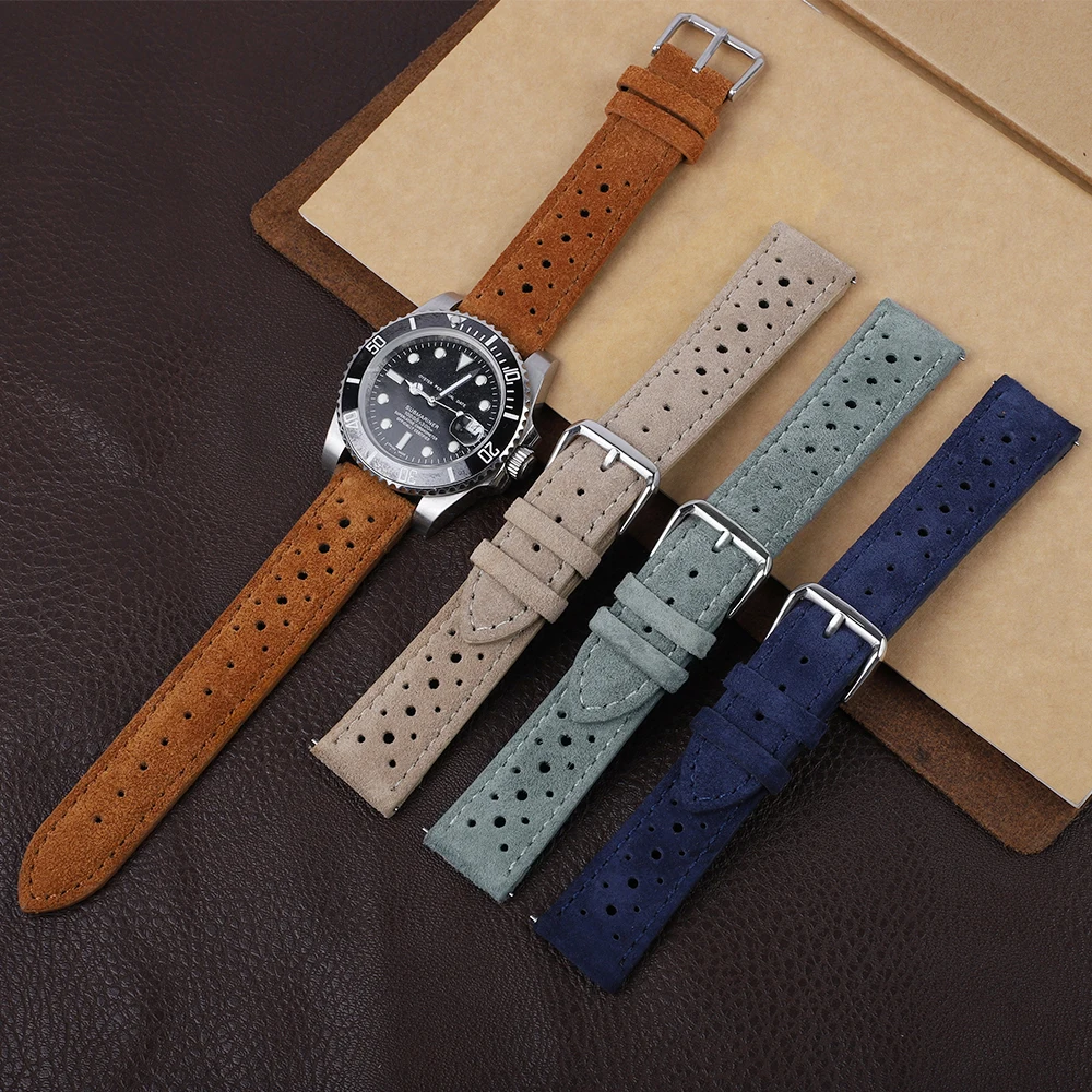 Bracelet De Montre En Cuir Suédé Véritable - 18mm à 24mm - Remplacement Simple Avec Barrettes à Ressort