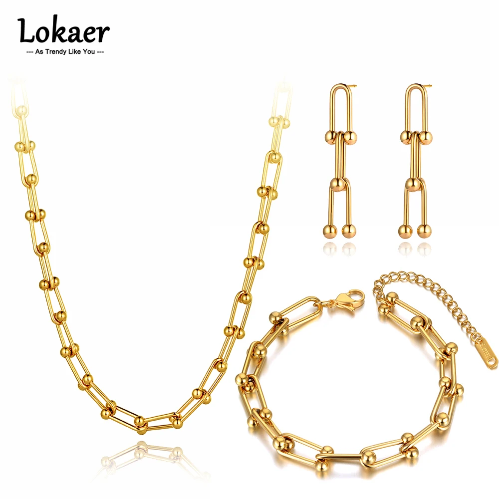 Ensemble Bijoux Femme Acier Inoxydable - Collier, Boucles D'oreilles, Bracelet | Pour Soirée, Mariage, Cadeau