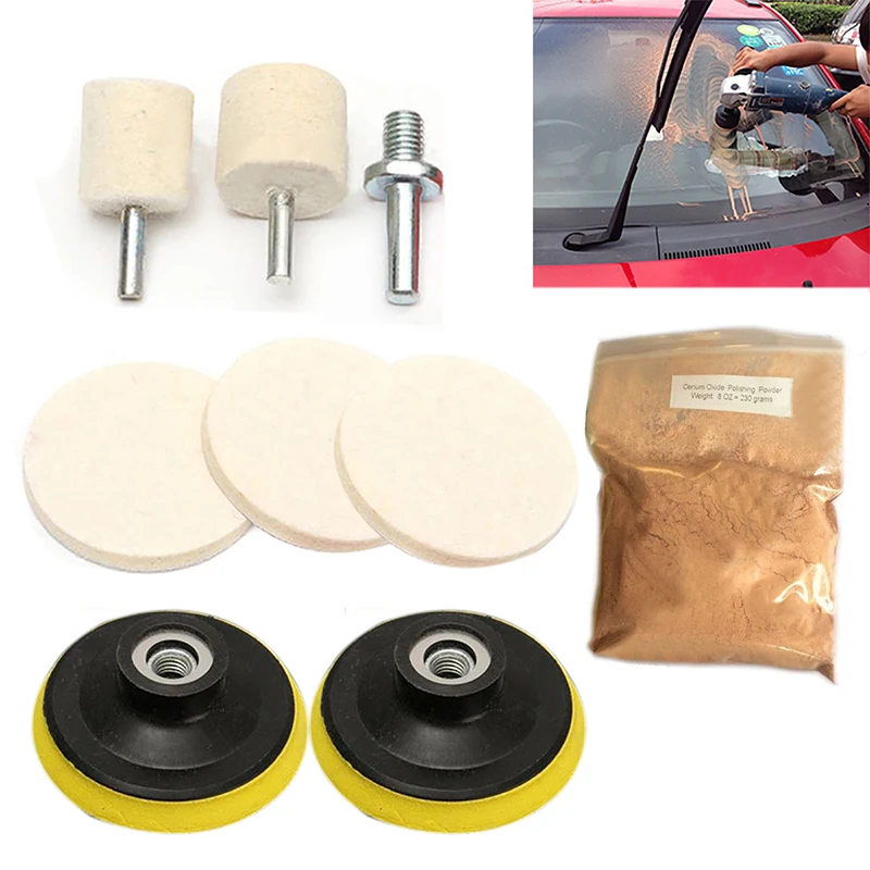 Kit De Polissage Pour Verre - Avec Poudre D'oxyde De Cérium 100g, Tampons Et Disque Pour Perceuse